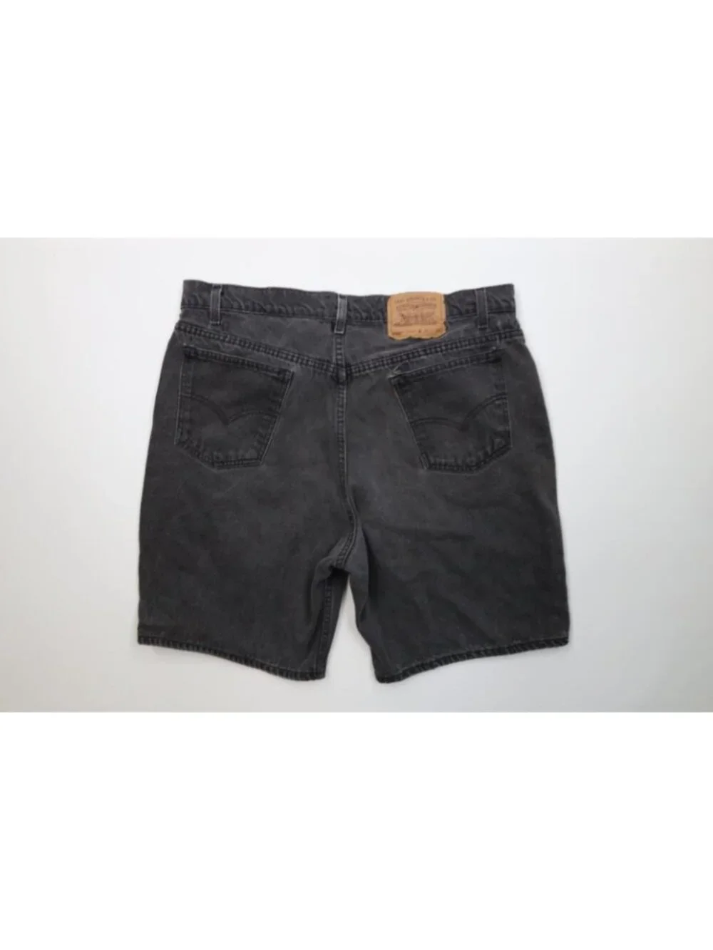 Vtg 90s Levis 550 Orange Tab Mens 40 Distressed Relaxed Denim Jean Shorts Black